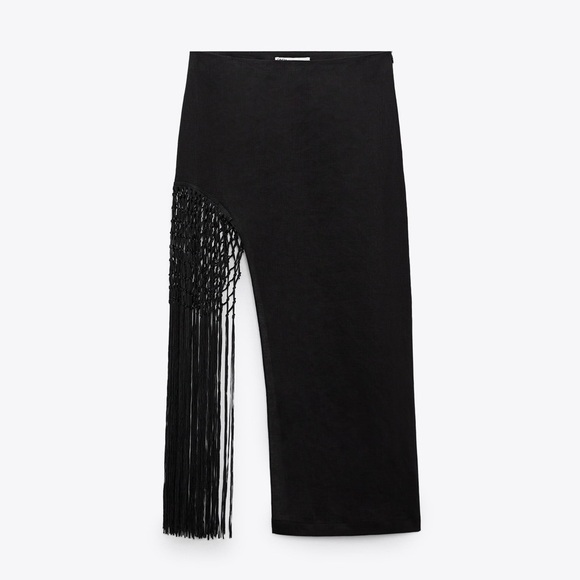 🦋 BLOGGERS FAVORITE 🦋 ZARA FRINGED LINEN SKIRT SIZE M - Picture 16 of 16